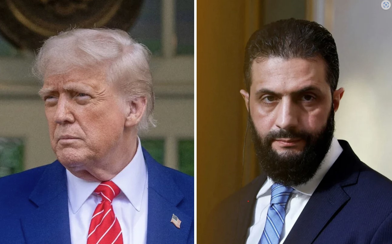 Tổng thống Mỹ Donald Trump và Tổng thống lâm thời Syria Ahmad al-Sharaa. (Ảnh: AP)