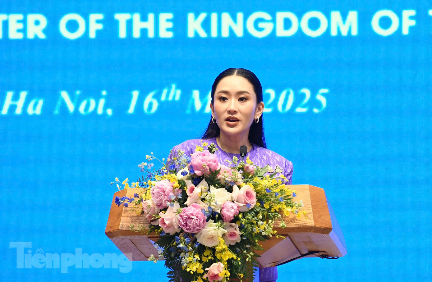 Thủ tướng Thái Lan Paetongtarn Shinawatra tại cuộc gặp báo chí. Ảnh: Như Ý Thủ tướng Thái Lan Paetongtarn Shinawatra tại cuộc gặp báo chí. Ảnh: Như Ý