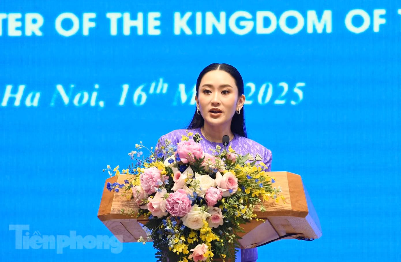 Thủ tướng Thái Lan Paetongtarn Shinawatra tại cuộc gặp báo chí. Ảnh: Như Ý
