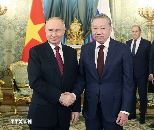 Tổng Bí thư Tô Lâm và Tổng thống Nga Vladimir Putin. Ảnh: TTXVN Tổng Bí thư Tô Lâm và Tổng thống Nga Vladimir Putin. Ảnh: TTXVN