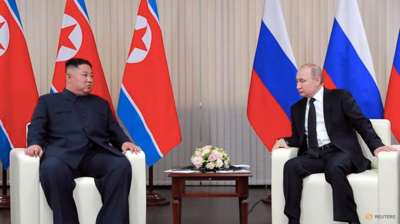 Chủ tịch Triều Tiên Kim Jong Un trong cuộc gặp Tổng thống Nga Vladimir Putin tại Vladivostok năm 2019. (Ảnh: KCNA)