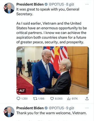 Đoạn đăng trên mạng xã hội X của Tổng thống Joe Biden ngày 10/9. (Ảnh: X) Đoạn đăng trên mạng xã hội X của Tổng thống Joe Biden ngày 10/9. (Ảnh: X)