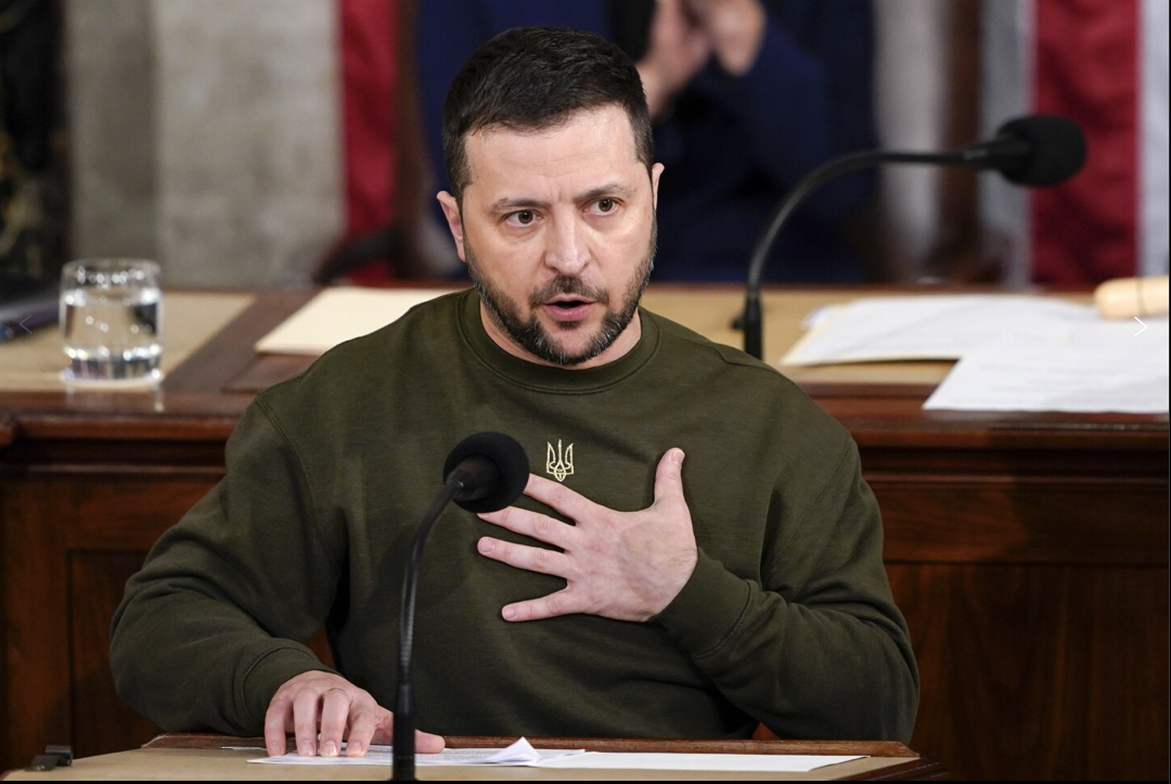 Tổng thống Ukraine Volodymir Zelensky phát biểu tại Quốc hội Mỹ ngày 21/9. (Ảnh: AP)