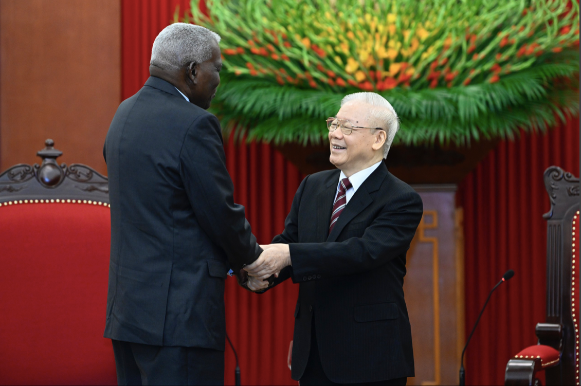 Tổng Bí thư Nguyễn Phú Trọng tiếp Chủ tịch Quốc hội Cuba Esteban Lazo Hernandez ngày 27/9. (Ảnh: Nhật Minh)