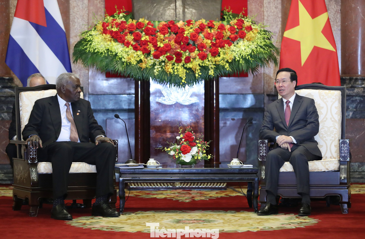 Chủ tịch nước Võ Văn Thưởng tiếp Chủ tịch Quốc hội Cuba Esteban Lazo Hernández, ngày 25/9. (Ảnh: Như Ý)