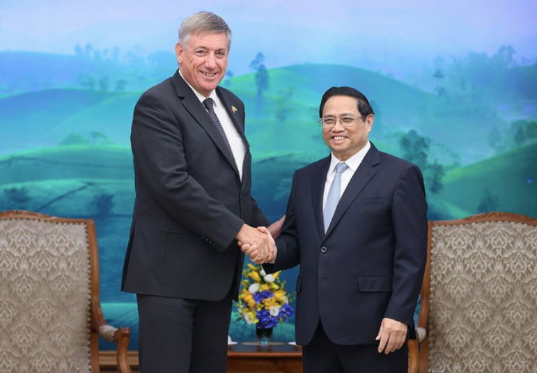 Thủ tướng Phạm Minh Chính tiếp Bộ trưởng - Thủ hiến vùng Flanders, Vương quốc Bỉ Jan Jambon. (Ảnh: VGP)