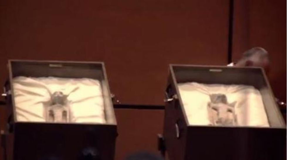 Hai chiếc hộp được đưa ra trước Quốc hội Mexico ngày 12/9. (Ảnh: Reuters)