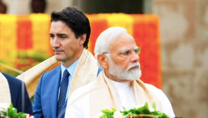 Thủ tướng Canada Justin Trudeau và Thủ tướng Ấn Độ Narendra Modi. (Ảnh: AP)
