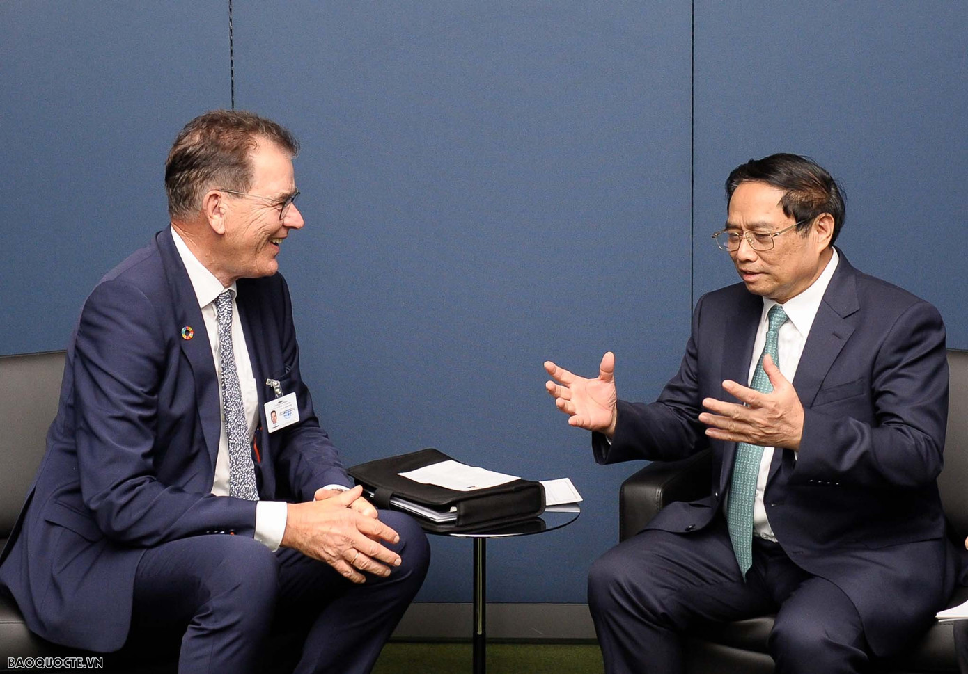 Thủ tướng Phạm Minh Chính tiếp Tổng Giám đốc Tổ chức Phát triển công nghiệp LHQ (UNIDO) Gerd Muller. (Ảnh: Nguyễn Hồng). Thủ tướng Phạm Minh Chính tiếp Tổng Giám đốc Tổ chức Phát triển công nghiệp LHQ (UNIDO) Gerd Muller. (Ảnh: Nguyễn Hồng).