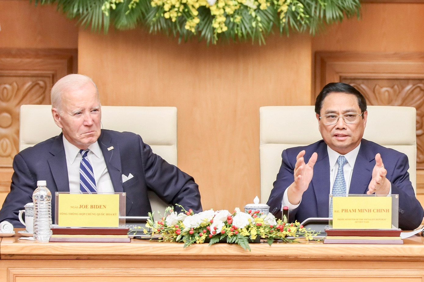 Thủ tướng Phạm Minh Chính và Tổng thống Joe Biden dự Hội nghị cấp cao Việt - Mỹ về đầu tư và đổi mới sáng tạo (ảnh: Nhật Minh). Thủ tướng Phạm Minh Chính và Tổng thống Joe Biden dự Hội nghị cấp cao Việt - Mỹ về đầu tư và đổi mới sáng tạo (ảnh: Nhật Minh).