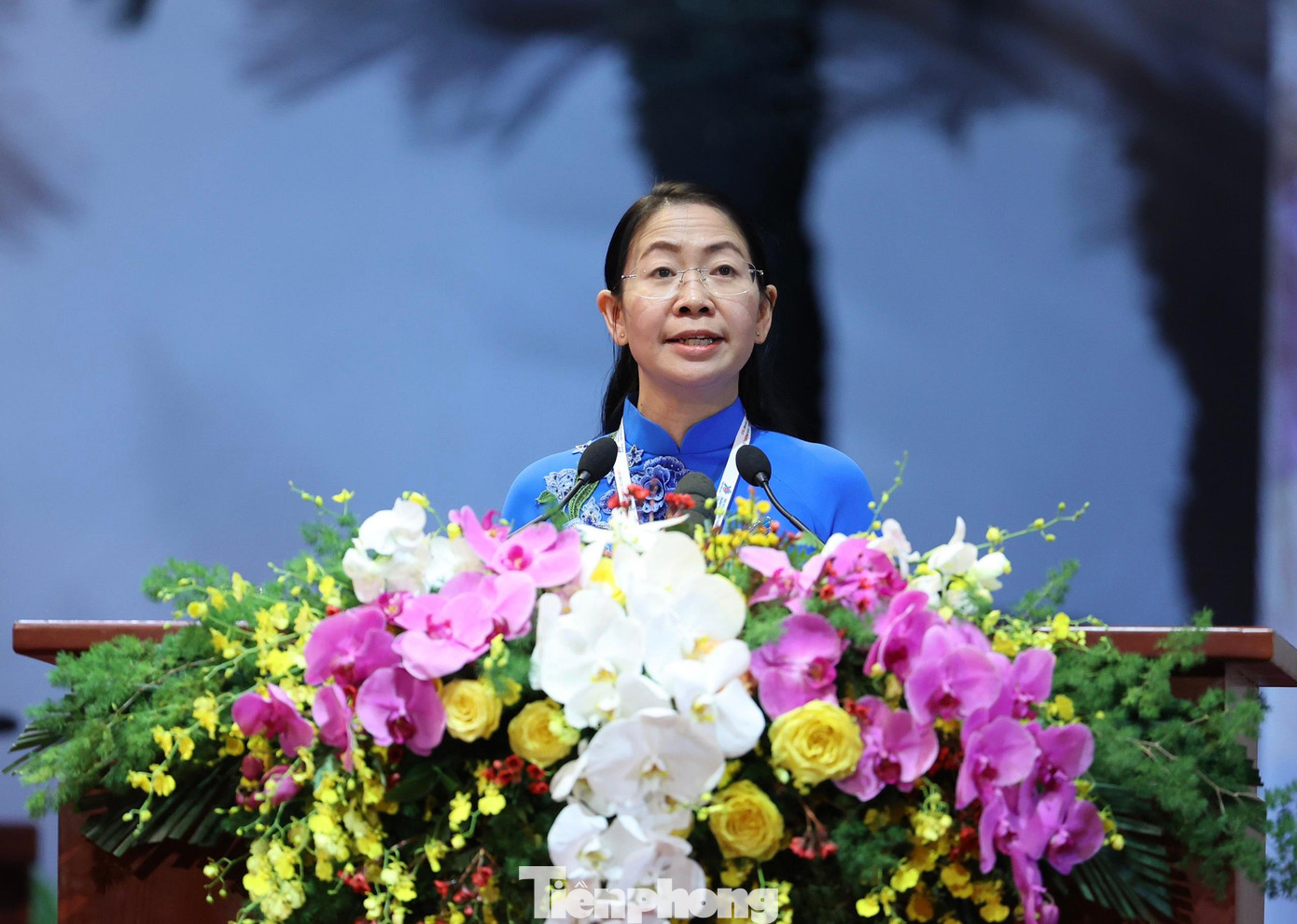 Chị Phan Thị Thanh Phương, Ủy viên Ban Thường vụ Trung ương Đoàn khóa XI, Bí thư Thành Đoàn TPHCM trình bày tham luận tại Đại hội. Ảnh: Như Ý