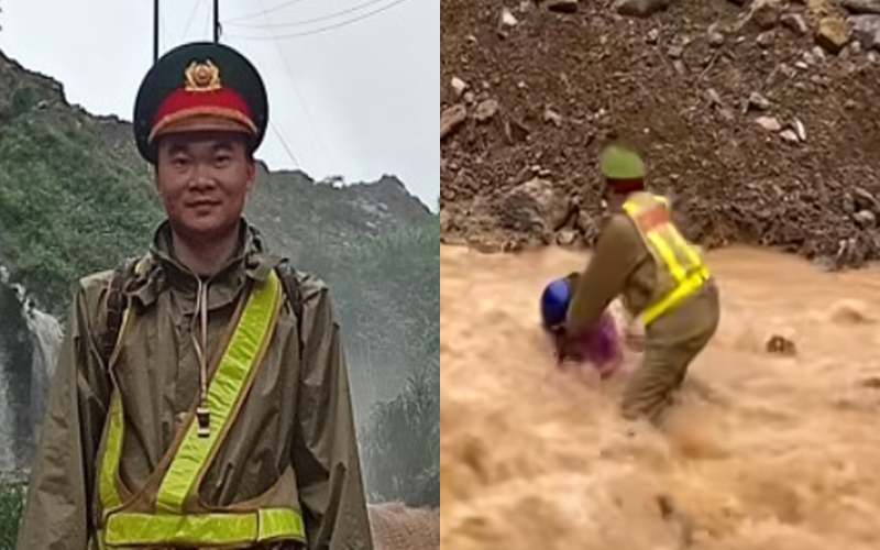 Thượng úy công an huyện Mèo Vạc dũng cảm cứu người giữa dòng nước lũ