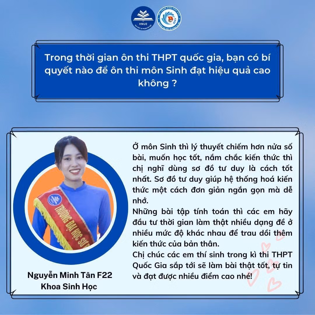 Nguyễn Minh Tân nhấn mạnh cách dùng sơ đồ tư duy để làm chủ kiến thức môn Sinh