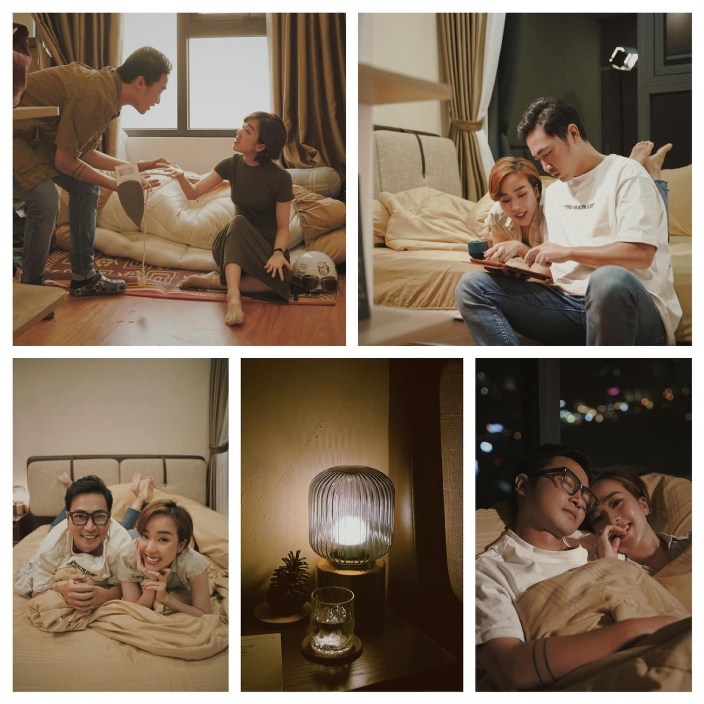 Với tone màu trầm ấm, cặp đôi MC bài trí, sắp xếp đồ vật trong nhà theo trực giác, cảm nhận cá nhân. Xuân Quỳnh kể, có những đêm, hai đứa chỉ ngồi nhìn ngắm và nghĩ, hình dung xem không gian tương lai ra sao để chọn lựa nội thất, đồ trang trí. Theo đó, cặp đôi sẽ thiết kế không gian mỗi phòng theo từ khóa riêng: Phòng khách đề cao sự thân thiện, phòng bếp ưu tiên tính tiện dụng, phòng ngủ toát lên sự ấm áp.