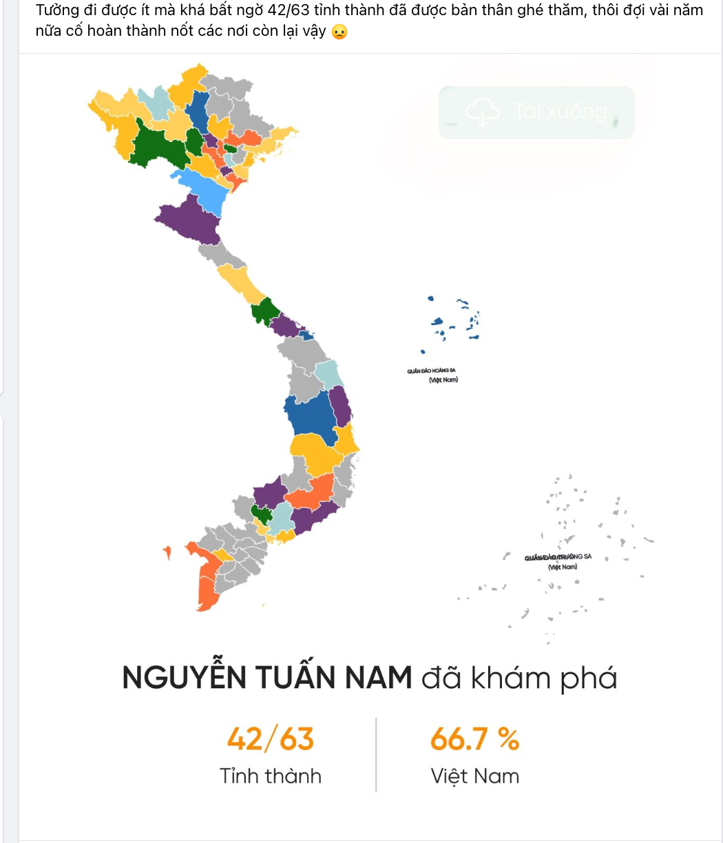 Qua trào lưu này, bạn trẻ cũng có động lực đặt mục tiêu sẽ khám phá thêm nhiều tỉnh, thành phố khác trong thời gian tới. Ảnh: FB Qua trào lưu này, bạn trẻ cũng có động lực đặt mục tiêu sẽ khám phá thêm nhiều tỉnh, thành phố khác trong thời gian tới. Ảnh: FB