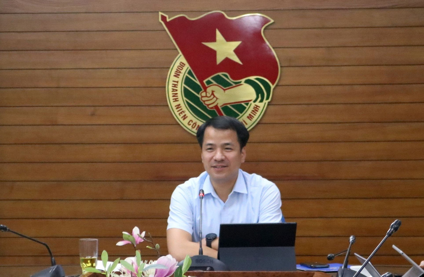 Anh Ngô Văn Cương, Bí thư T.Ư Đoàn phát biểu tại cuộc họp chỉ đạo.