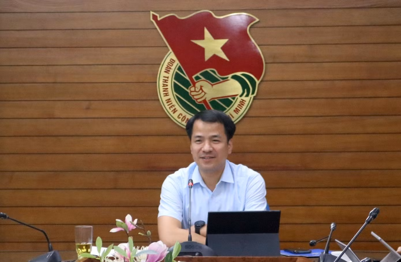 Anh Ngô Văn Cương, Bí thư T.Ư Đoàn phát biểu tại cuộc họp chỉ đạo.