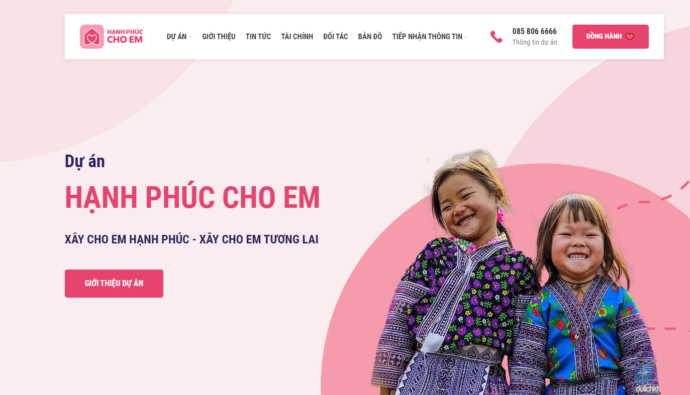 Giao diện bản đồ số Hạnh phúc cho em.