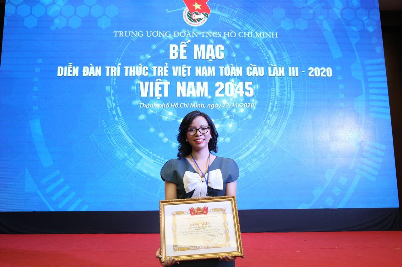 Trần Thị Thanh Mai tại Diễn đàn Trí thức trẻ Việt Nam Toàn cầu. Ảnh: NVCC Trần Thị Thanh Mai tại Diễn đàn Trí thức trẻ Việt Nam Toàn cầu. Ảnh: NVCC