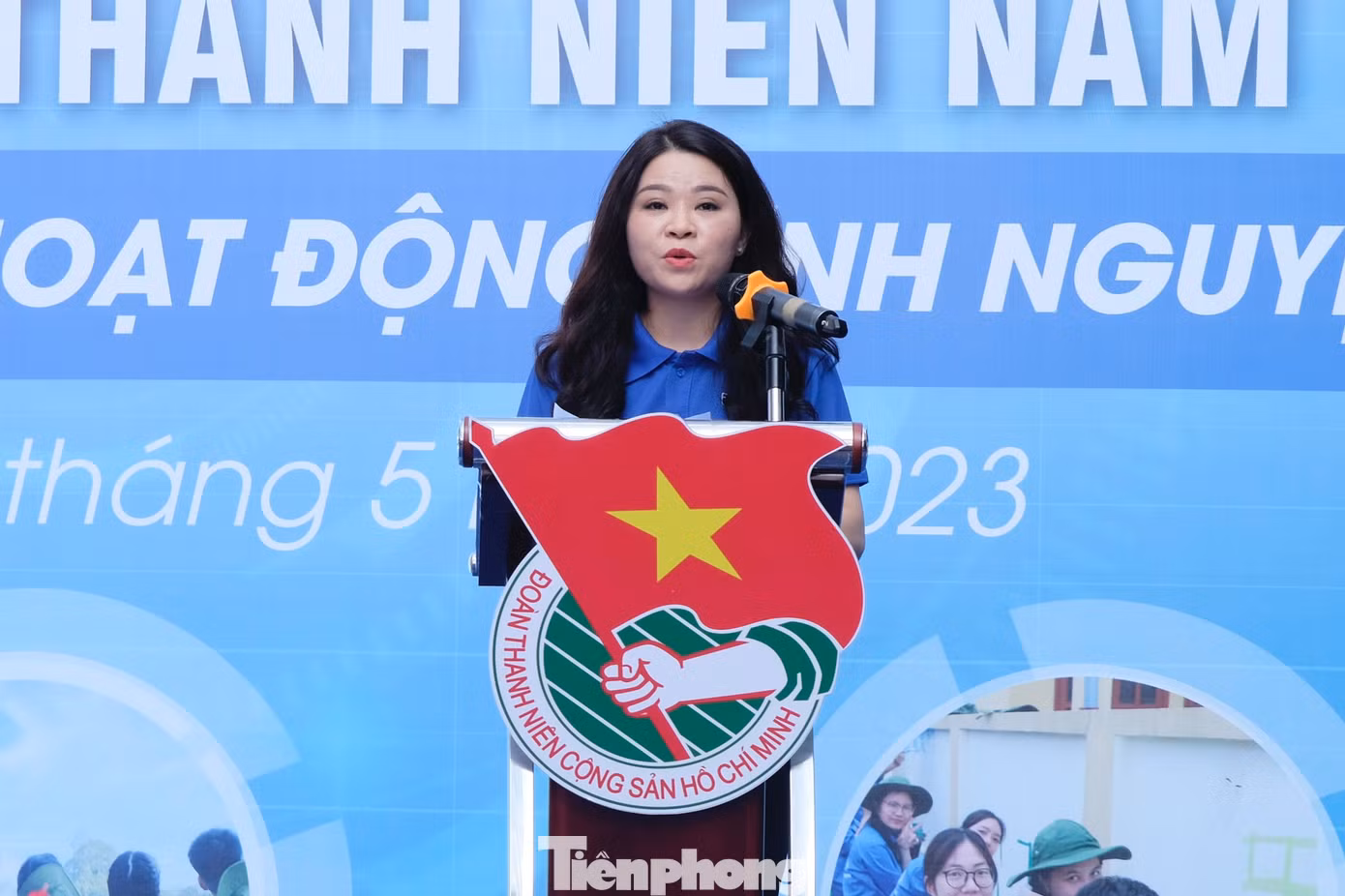 Chị Chu Hồng Minh, Uỷ viên BTV T.Ư Đoàn, Bí thư Thành Đoàn Hà Nội phát biểu tại chương trình.