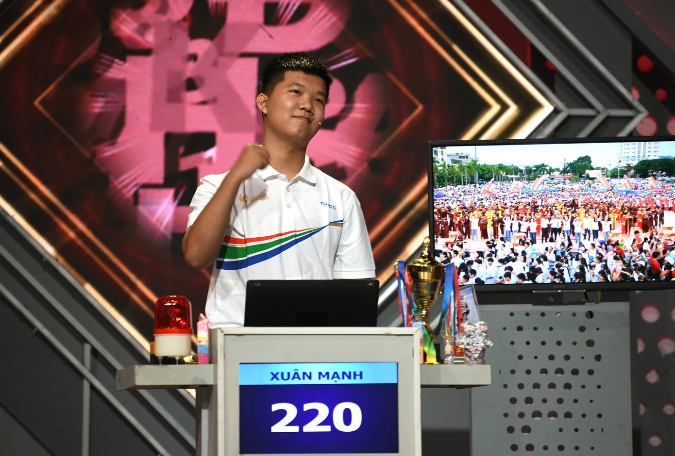 Xuân Mạnh thể hiện sự quyết tâm, tự tin tại trận chung kết. Ảnh: Như Ý