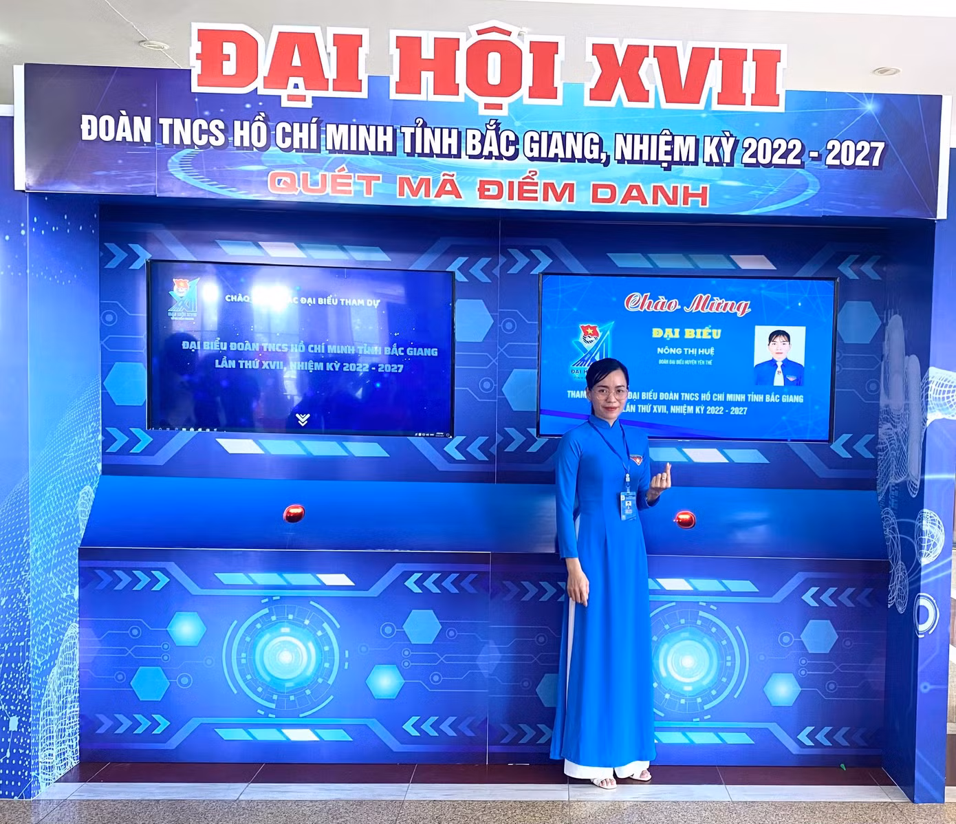 Chị Huệ dự Đại hội Đoàn TNCS Hồ Chí Minh tỉnh Bắc Giang nhiệm kỳ 2022-2027.