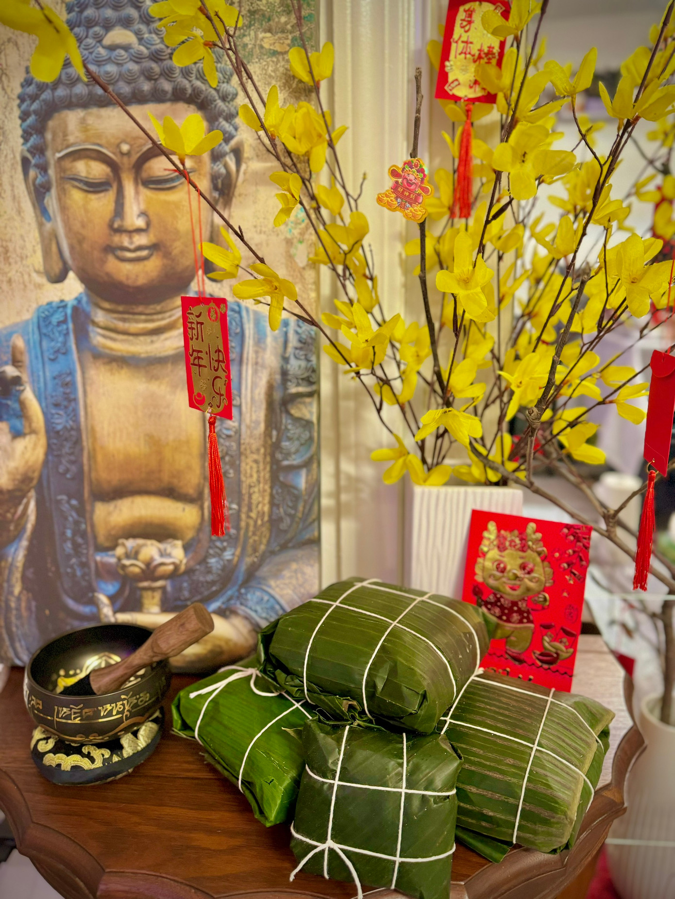 Một góc trang trí Tết của Trang. Ảnh: NVCC