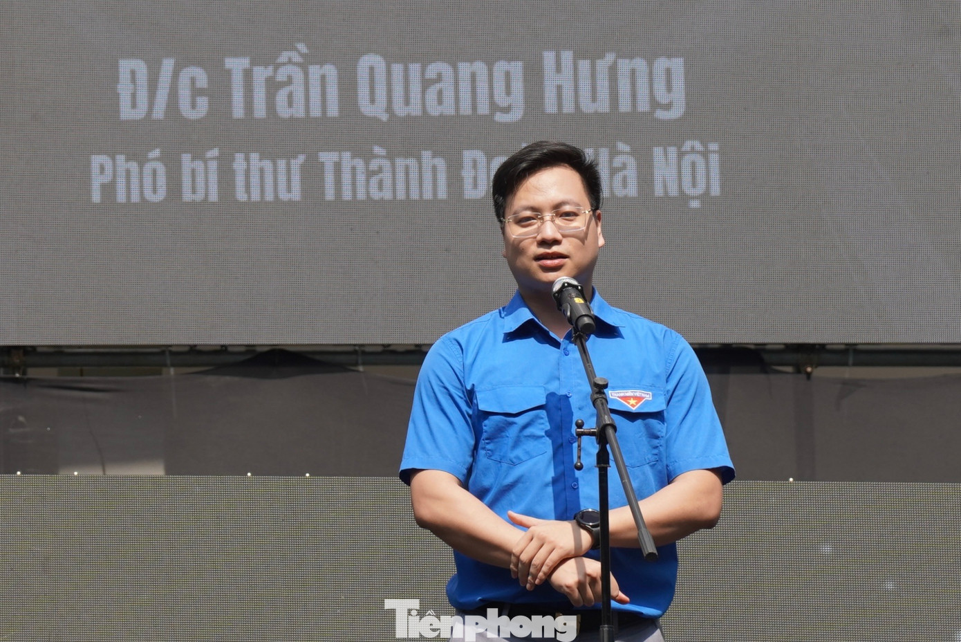 Anh Trần Quang Hưng, Phó Bí Thư Thành Đoàn Hà Nội phát biểu tại ngày hội. Ảnh: Châu Linh