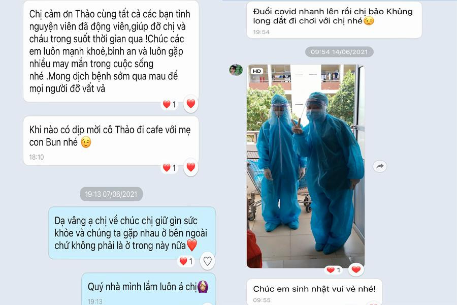 Đoạn tin nhắn bày tỏ lời cảm ơn từ chị Trần Thị Thu Trang đến Thảo và các bạn TNV trong quãng thời gian cách ly tại khu cách ly ký túc xá ĐH Hải Dương. Đoạn tin nhắn bày tỏ lời cảm ơn từ chị Trần Thị Thu Trang đến Thảo và các bạn TNV trong quãng thời gian cách ly tại khu cách ly ký túc xá ĐH Hải Dương.