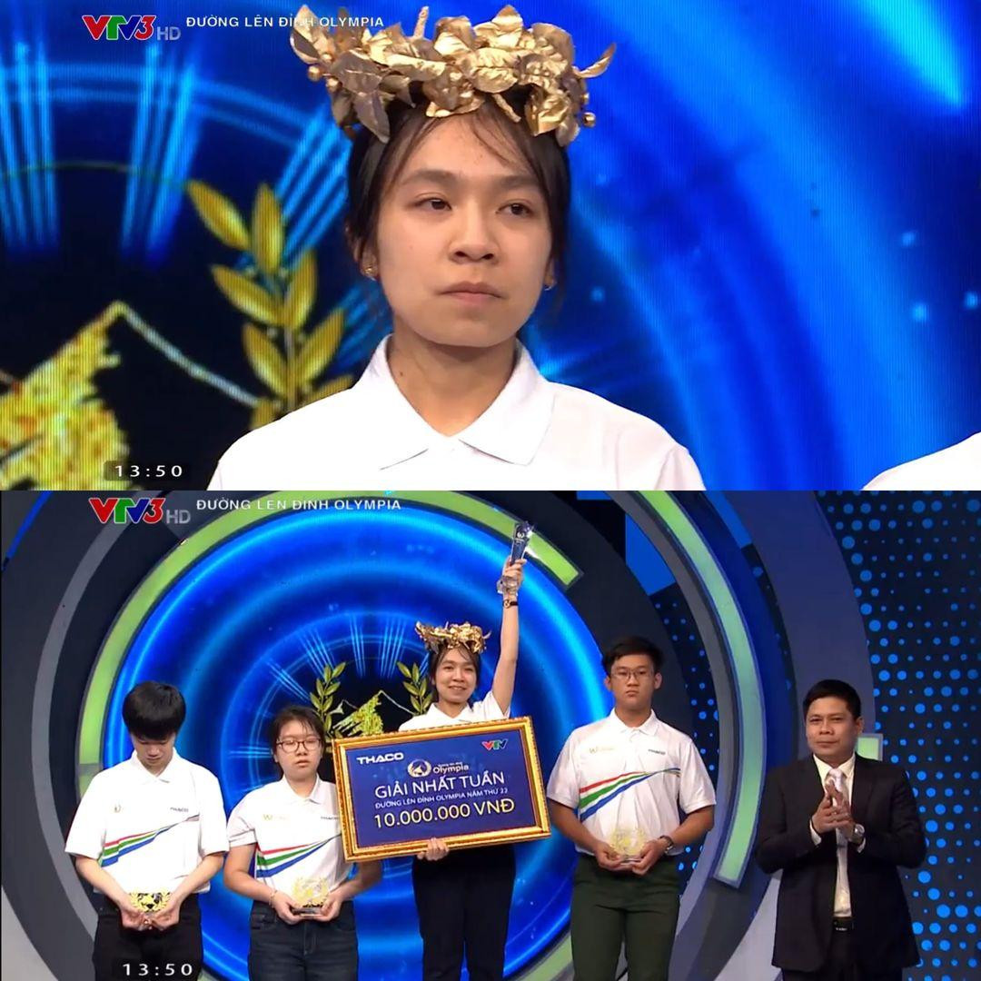 Thần thái của &quot;nhà leo núi&quot; Nguyễn Ngọc Linh khi giành vòng nguyệt quế Olympia. Ảnh: VTV3