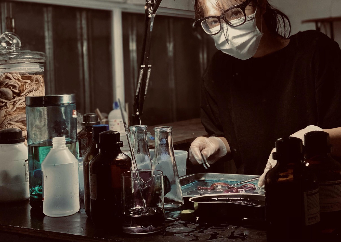 Mai Phương có một phòng thí nghiệm riêng tại nhà để phục vụ cho công việc nghiên cứu và nhuộm tiêu bản. Tuy cũng khá lo sợ khi tiếp xúc với các chất hóa học nhưng Phương cho biết, cô có phòng thí nghiệm riêng và đồ bảo hộ, thiết bị cũng khá tân tiến do bố mẹ đầu tư nên chỉ cần tuân thủ đúng nội quy về an toàn và xử lý hóa chất phòng thí nghiệm là được. Mai Phương có một phòng thí nghiệm riêng tại nhà để phục vụ cho công việc nghiên cứu và nhuộm tiêu bản. Tuy cũng khá lo sợ khi tiếp xúc với các chất hóa học nhưng Phương cho biết, cô có phòng thí nghiệm riêng và đồ bảo hộ, thiết bị cũng khá tân tiến do bố mẹ đầu tư nên chỉ cần tuân thủ đúng nội quy về an toàn và xử lý hóa chất phòng thí nghiệm là được.