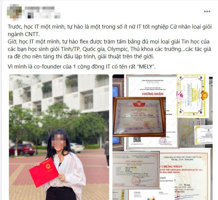 Nhiều bạn trẻ khoe ảnh giấy khen, giải thưởng đã đạt được. Ảnh chụp màn hình.