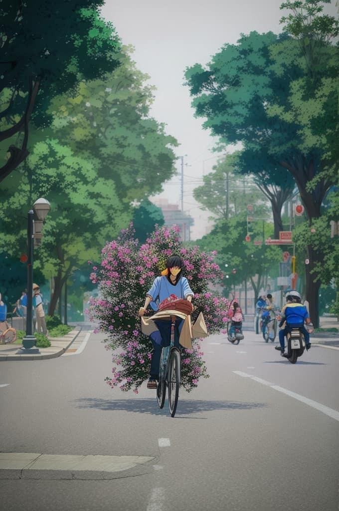 Cầu Long Biên và xe bán hoa trên phố Hà Nội ở một phiên bản khác. Ảnh: Tô Đi Đâu Cầu Long Biên và xe bán hoa trên phố Hà Nội ở một phiên bản khác. Ảnh: Tô Đi Đâu