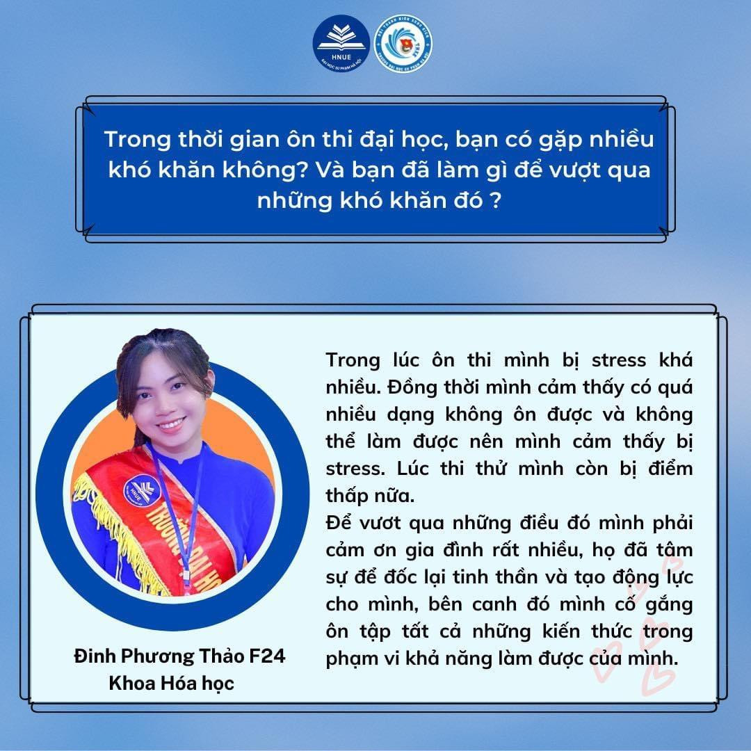 Với môn Hóa, bạn Đinh Phương Thảo chia sẻ cách tự tạo động lực cho mình và giữ tâm thế tự tin khi bước vào phòng thi. Với môn Hóa, bạn Đinh Phương Thảo chia sẻ cách tự tạo động lực cho mình và giữ tâm thế tự tin khi bước vào phòng thi.