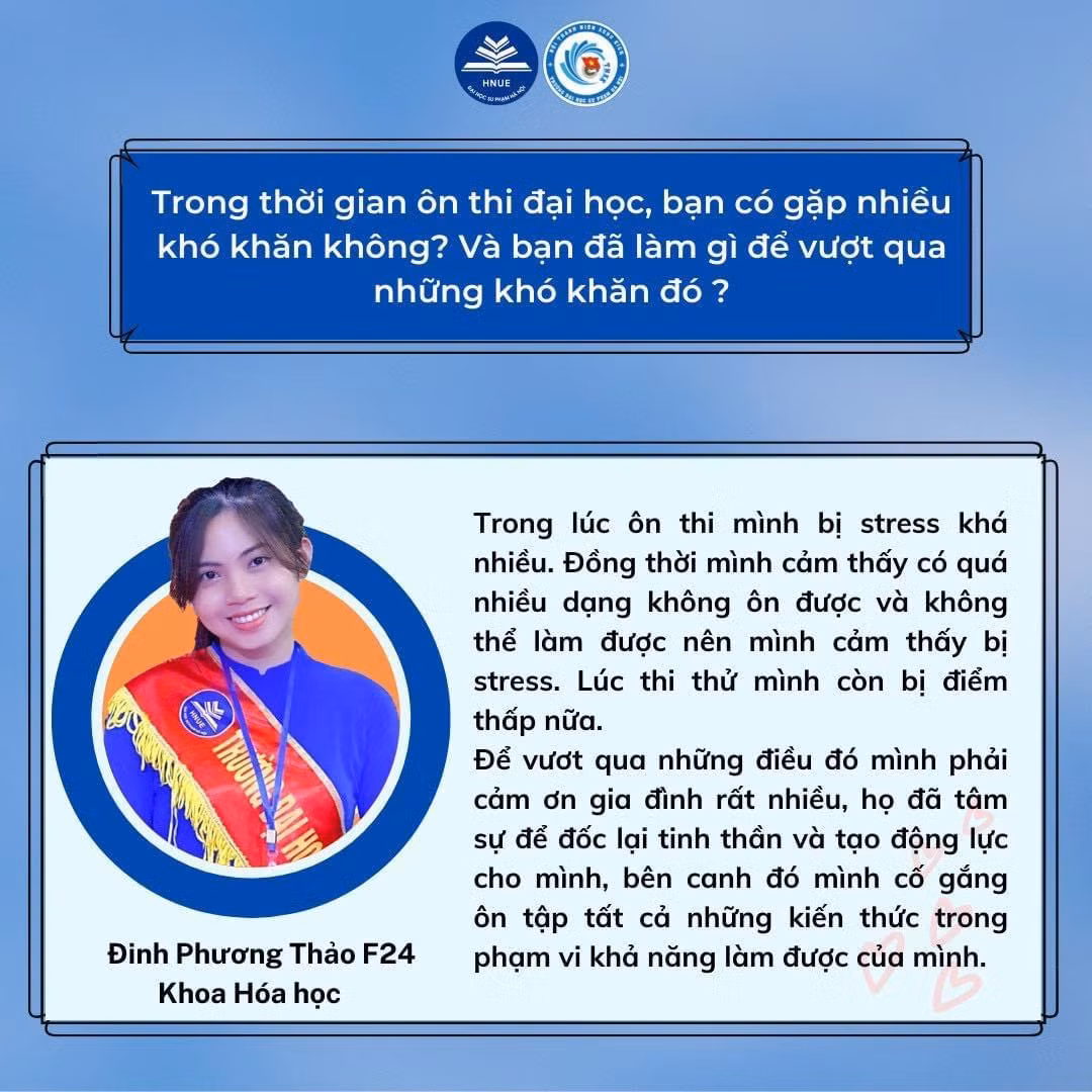 Với môn Hóa, bạn Đinh Phương Thảo chia sẻ cách tự tạo động lực cho mình và giữ tâm thế tự tin khi bước vào phòng thi.