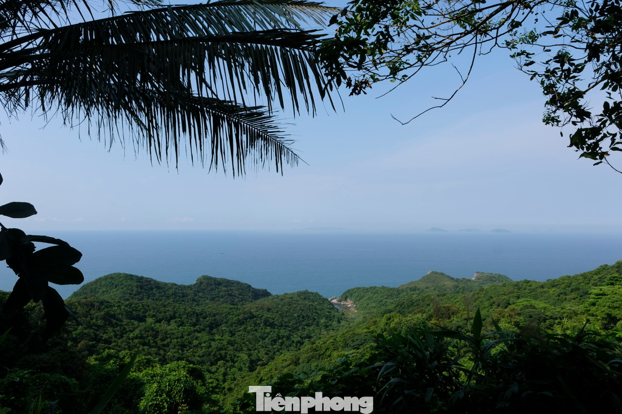 Anh Ngô Văn Cương cùng đoàn công tác thắp hương tưởng nhớ Bác Hồ, thực hiện nghi lễ chào cờ ở Cột cờ Tổ quốc trên Đảo Trần. Ảnh: Châu Linh