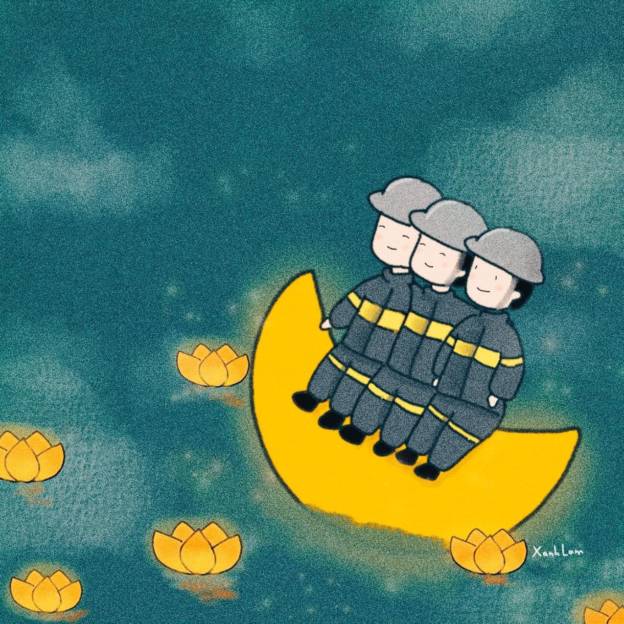 Một bức tranh ý nghĩa và xúc động của "Xanh Lam". Ảnh: FBNV Một bức tranh ý nghĩa và xúc động của "Xanh Lam". Ảnh: FBNV