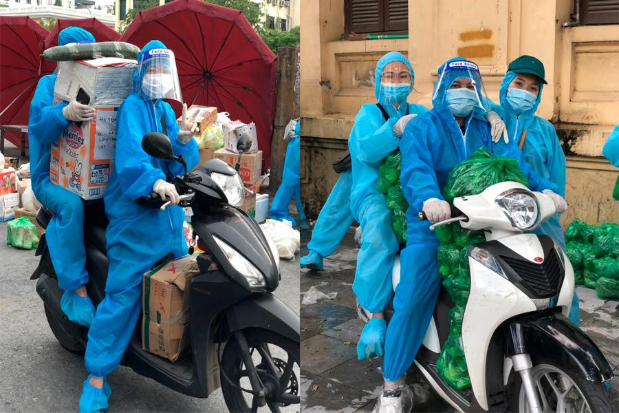 Những chiếc xe đầy ắp hàng hóa, nhu yếu phẩm.