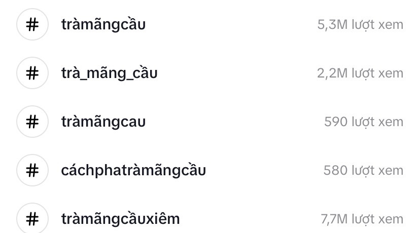 Lượt view từ các video về trà mãng cầu tăng mạnh trên TikTok.