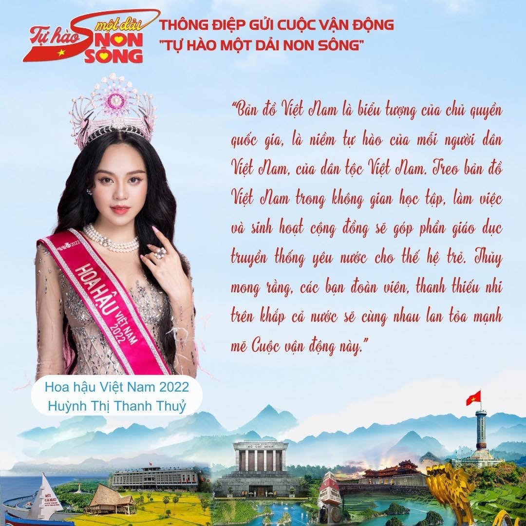 Hoa hậu Việt Nam 2022 Huỳnh Thị Thanh Thủy mong rằng, các bạn đoàn viên, thanh thiếu nhi trên khắp cả nước sẽ cùng nhau lan tỏa mạnh mẽ cuộc vận động này. Hoa hậu Việt Nam 2022 Huỳnh Thị Thanh Thủy mong rằng, các bạn đoàn viên, thanh thiếu nhi trên khắp cả nước sẽ cùng nhau lan tỏa mạnh mẽ cuộc vận động này.