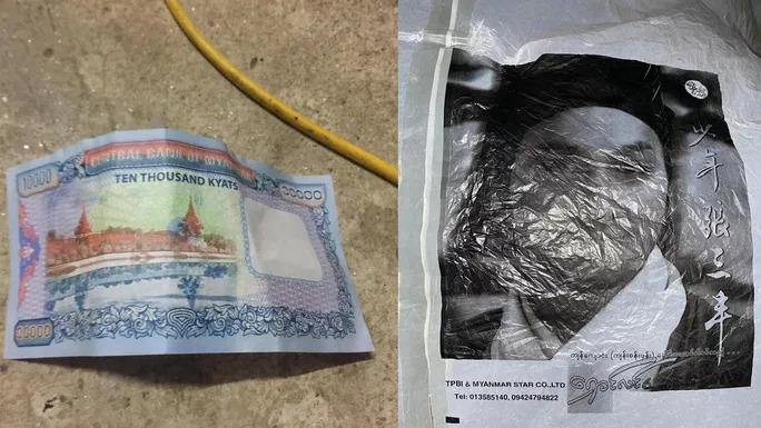 Tiền mệnh giá nước ngoài và hình ảnh Triển Chiêu trong "vật thể lạ" - Ảnh: Facebook Tiền mệnh giá nước ngoài và hình ảnh Triển Chiêu trong "vật thể lạ" - Ảnh: Facebook