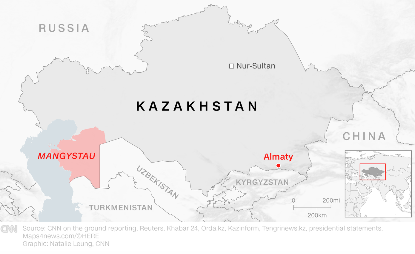 Bản đồ Kazakhstan. Đồ hoạ: CNN Bản đồ Kazakhstan. Đồ hoạ: CNN
