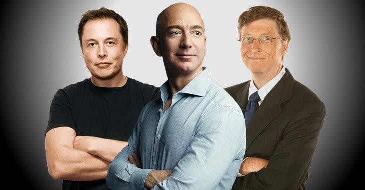 Từ trái sang: Elon Musk, Jeff Bezos và Bill Gates. Ảnh: Twitter Từ trái sang: Elon Musk, Jeff Bezos và Bill Gates. Ảnh: Twitter