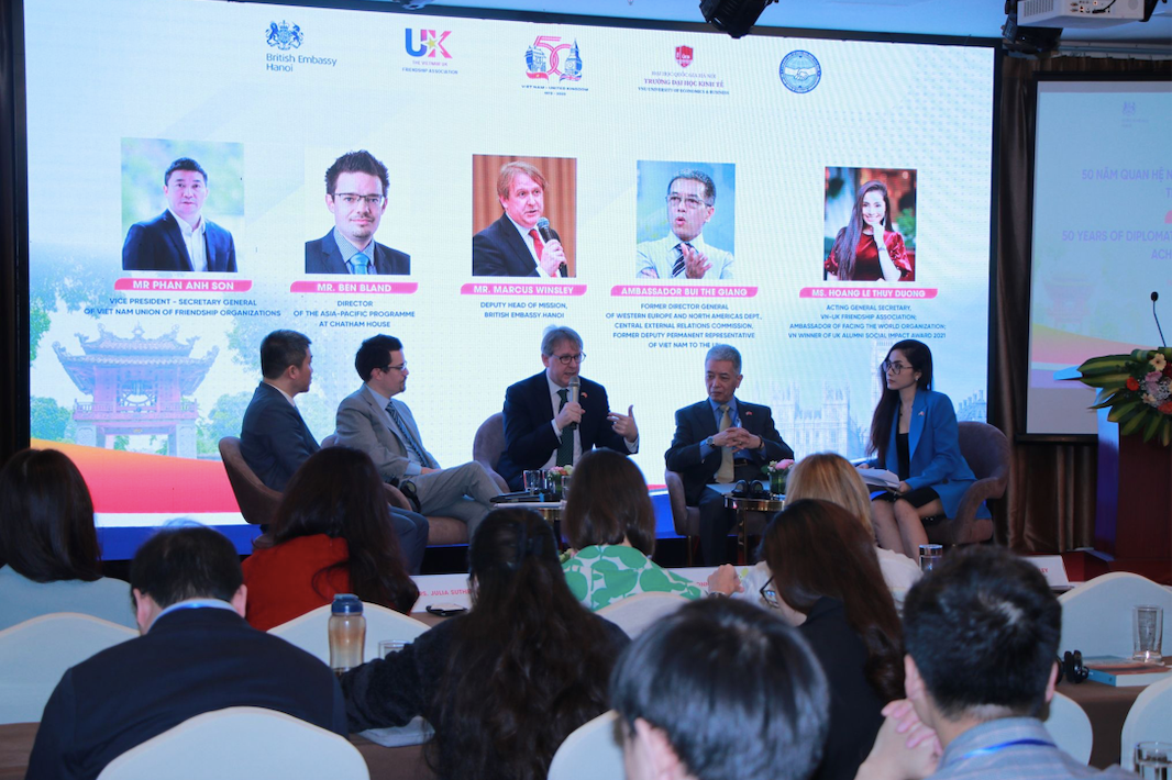 Hội thảo 50 năm quan hệ Việt Nam - Vương quốc Anh diễn ra ngày 21/3 tại Hà Nội. (Ảnh: DL)