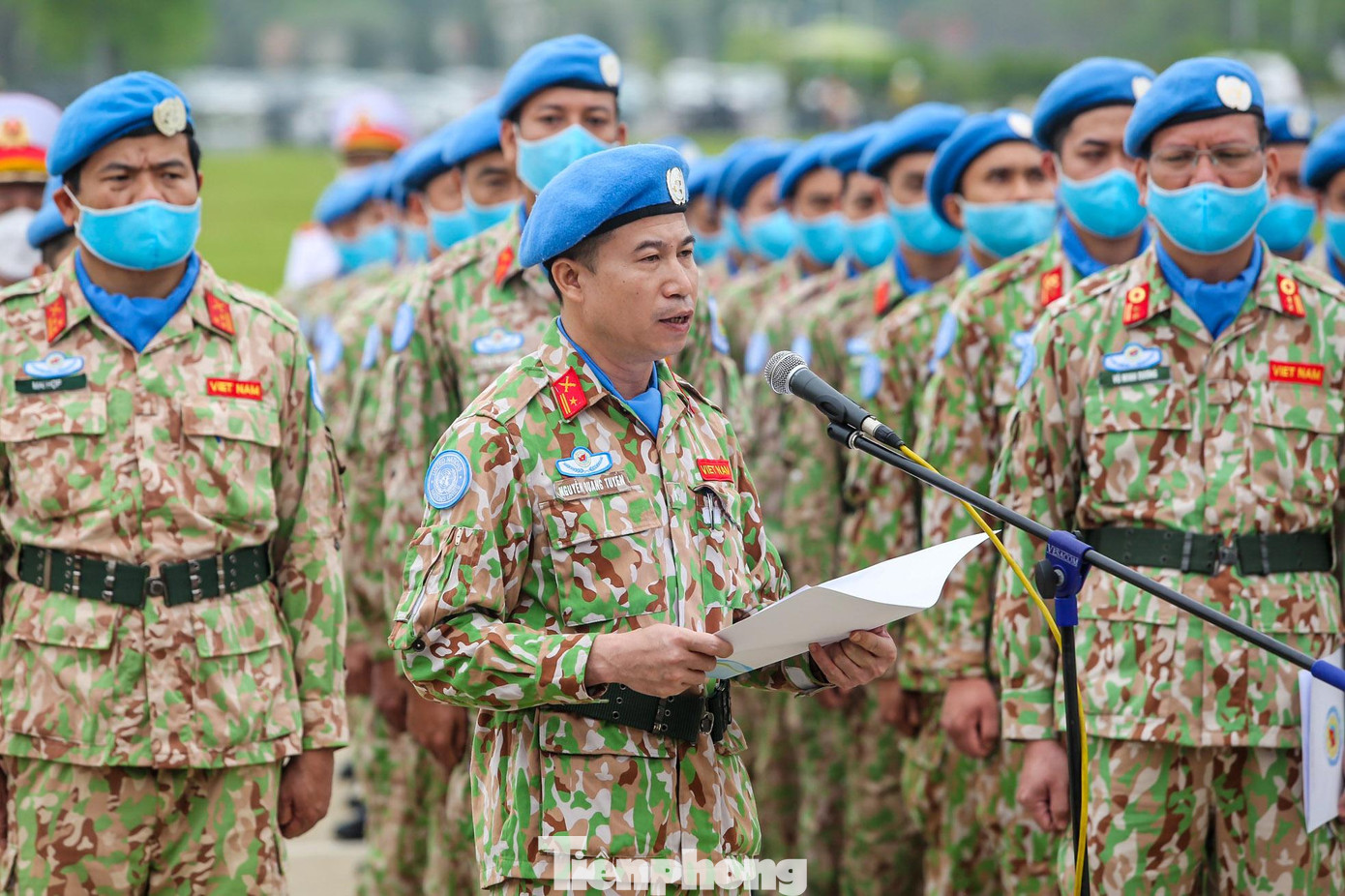 Thay mặt 184 chiến sĩ đội Công binh, Thiếu tá Nguyễn Quang Tuyển, chính trị viên đội Công binh phát biểu tại buổi lễ: &quot;100% cán bộ, nhân viên của Đội tuyệt đối trung thành với Đảng, với Tổ quốc và Nhân dân. Giữ gìn đoàn kết nội bộ, đoàn kết quân dân, đoàn kết quốc tế; chung sức đồng lòng, tương thân tương ái, giúp đỡ lẫn nhau vượt qua mọi khó khăn, thử thách để hoàn thành xuất sắc mọi nhiệm vụ được giao, bảo đảm an toàn tuyệt đối&quot;.