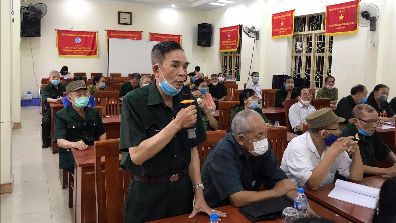 Đại diện cựu TNXP thành phố Hải Phòng phát biểu tại buổi gặp mặt, tri ân. Đại diện cựu TNXP thành phố Hải Phòng phát biểu tại buổi gặp mặt, tri ân.