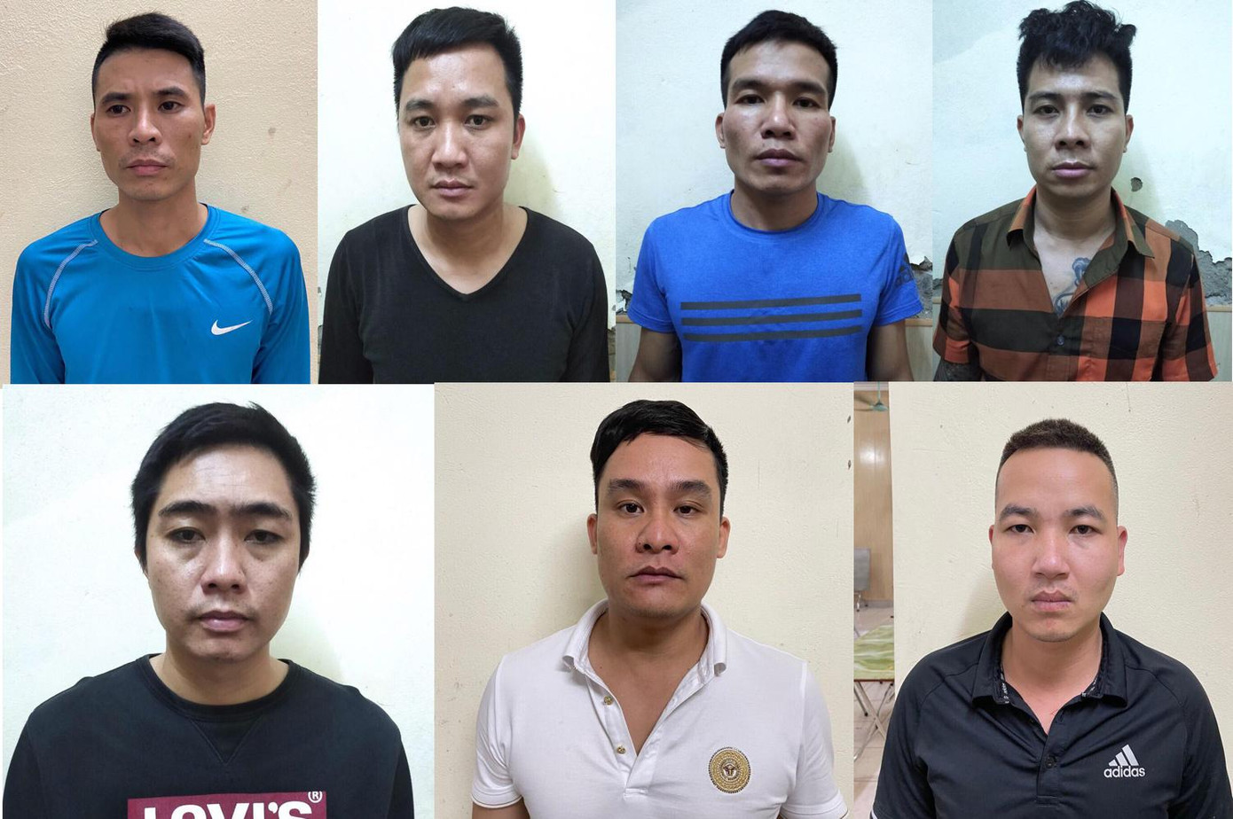 Bị can Lưu Tiến Thịnh (góc trên, trái ảnh) và các đối tượng liên quan vụ hỗn chiến tại cơ quan công an.