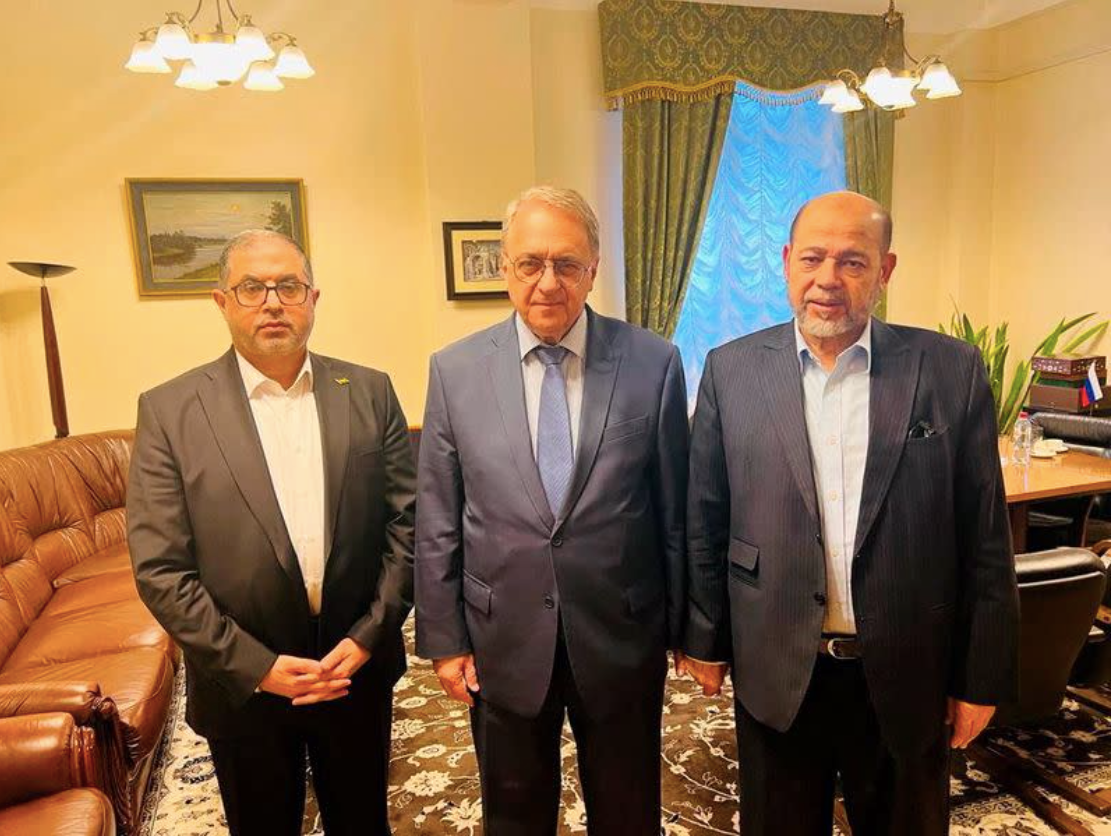 Các quan chức cấp cao Hamas trong cuộc gặp Thứ trưởng Ngoại giao Nga Mikhail Bogdanov. (Ảnh: RIA)