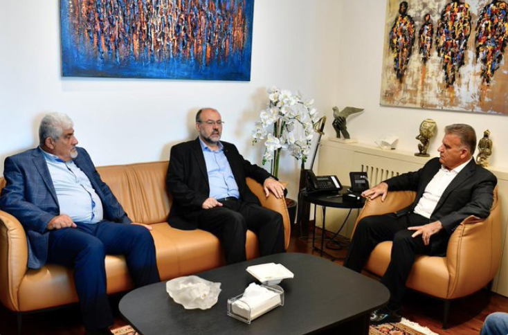 Cuộc gặp giữa giám đốc tình báo Li-băng với đại diện của Hamas và Hồi giáo Jihad. (Ảnh: Al Jazeera)