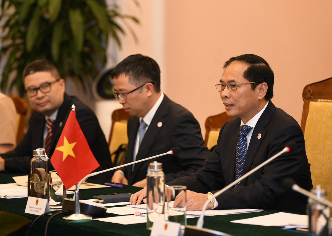 Bộ trưởng Bùi Thanh Sơn tại cuộc hội đàm. (Ảnh: Như Ý)